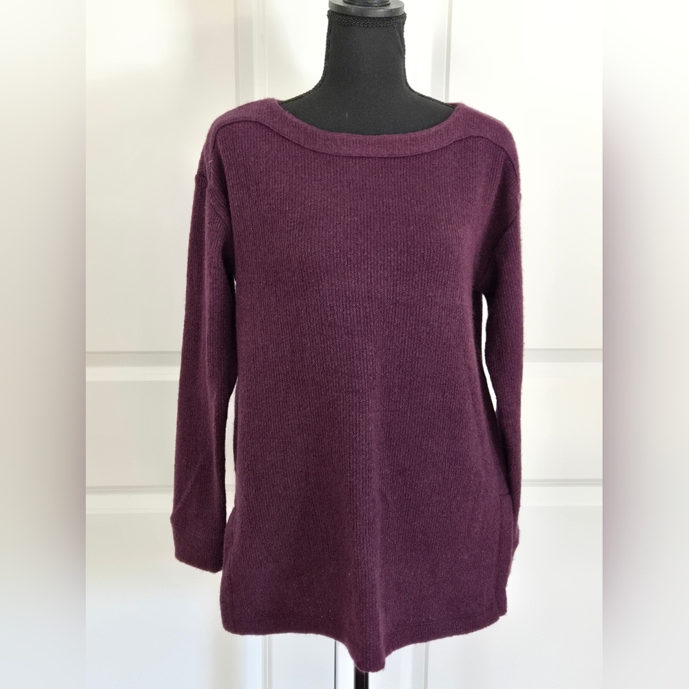 LOFT Scoop Neck Tunic Style Sweater Deep Purple Sz Small